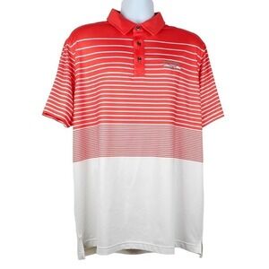Chase 54 Golf Polo‎ Shirt Mens L Orange White Striped Stonebridge Country Club